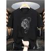 European Sizes A Stylish White Short-Sleeve T-Shirt Featuring a Bold Tiger Design