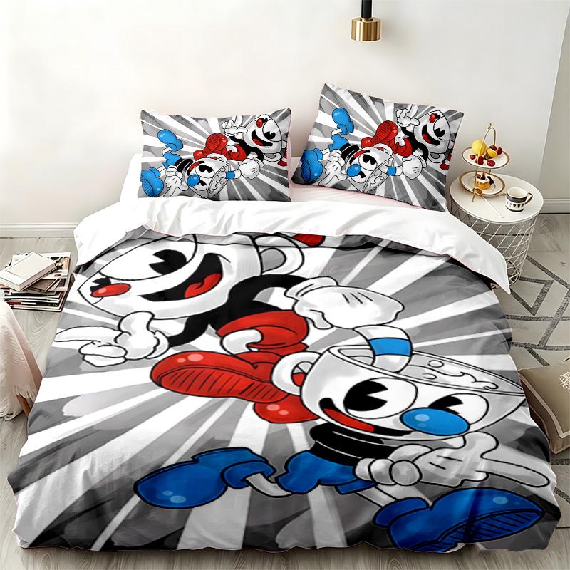 Cuphead 3pc Set Perfect for Bedroom Use Comfortable Bedding Set Includes a Duvet Cover and Two Pillowcases Ideal Birthday or Christmas Gift