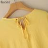ZANZEA Women Casual Round Neck Floral Embroidery Loose Half Sleeve Blouse