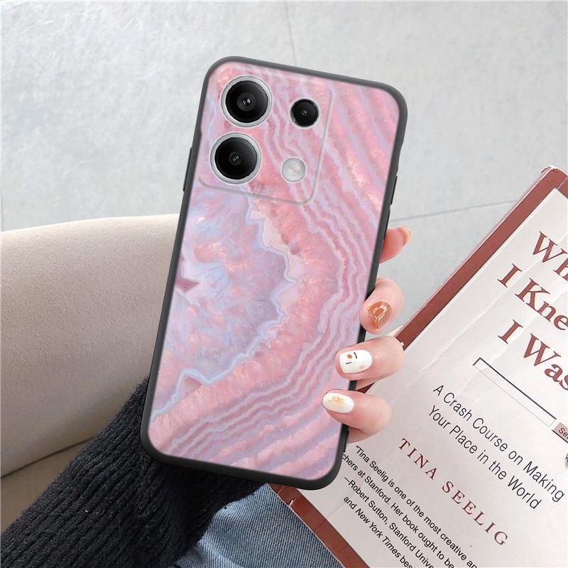 Marble Patterned Soft Black Silicone Phone Case For Xiaomi Redmi Camera Shockproof Protective Rubber Bumper Cover For Redmi Note 13 Pro 13C Cases