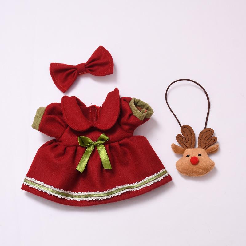 25cm Milu Tang Doll Outfit: Elk Red Dress Set