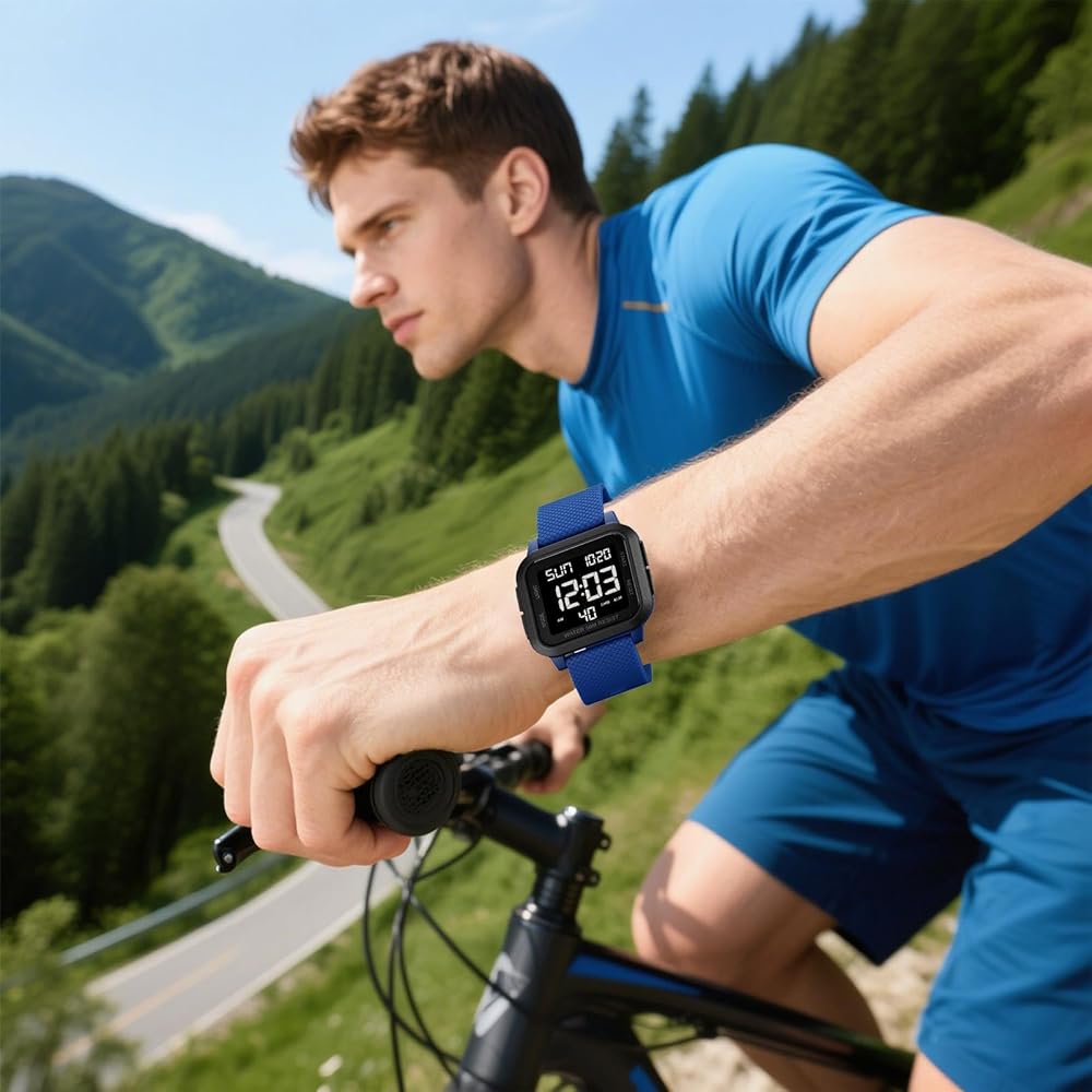 "Waterproof Sports Watch LED Display Backlight Durable Outdoor Adventure Timepiece for Men"