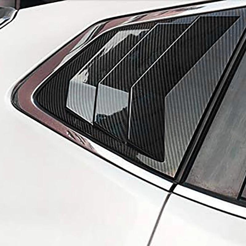 Car Accessories ABS Carbon Fiber Rear Side Window Louvers Shutters Blinds Cover Trim For Nissan Rogue X-Trail T32 2014-2017-