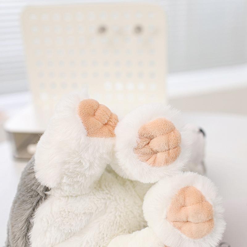 Cute Husky Schnauzer Shar Pei Plush Dog Doll in Boy Outfit