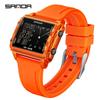 Sanda Waterproof Luminous Sports Watch: Square, Transparent Timer for Students