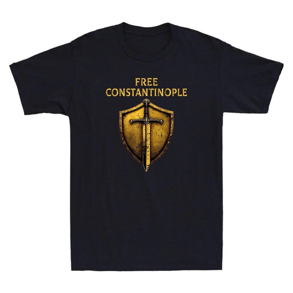 Free Constantinople Funny Shield And Sword Graphic Saying Vintage Men s T-Shirt S