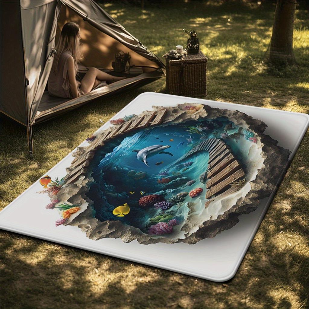 Underwater Dolphin Rug: Dive Into Ocean Life with 3D Effect | Creative Living Room Flooring Ideas Skid Resistant Carpet