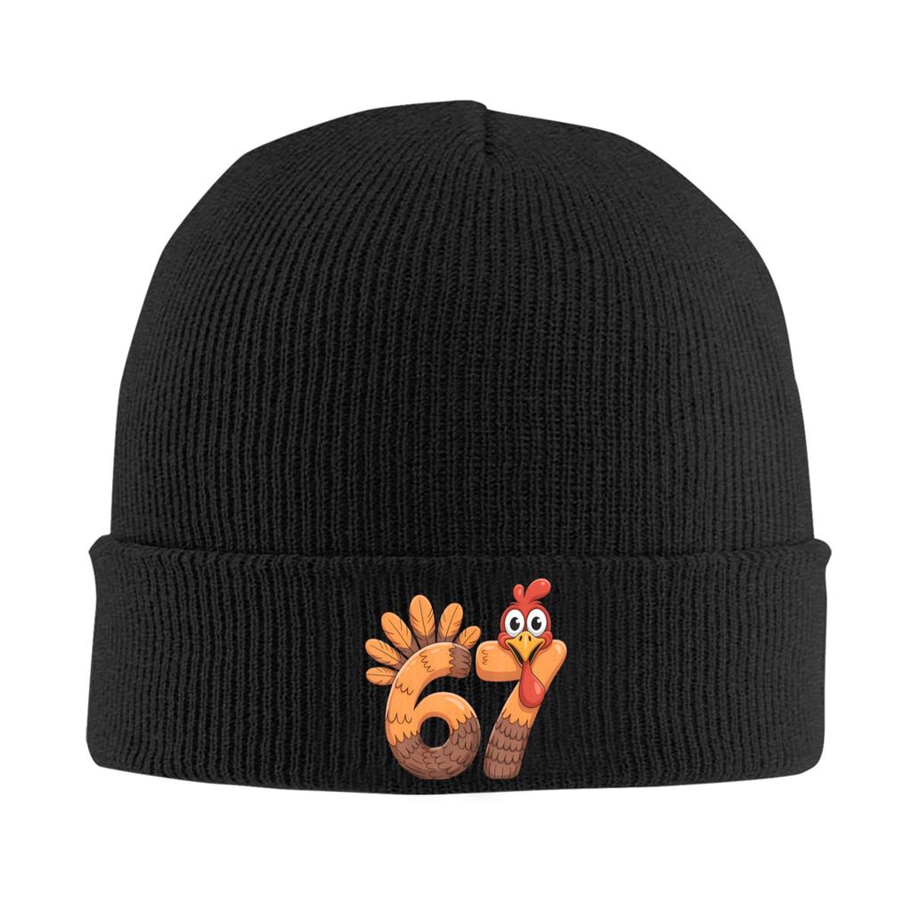 67 Thanksgiving Funny Turkey Thanksgiving 67 Turkey Beanie Hats Bonnet Hats Male Trendy Kpop Knitted Hat Winter Elastic Caps