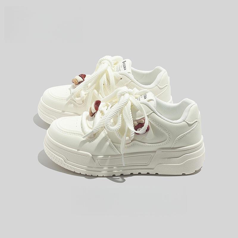 

Thick-soled heightening shoes, little white shoes, women s spring new sports shoes, versatile shoes with skirts, casual board shoes 35 грязно-белый