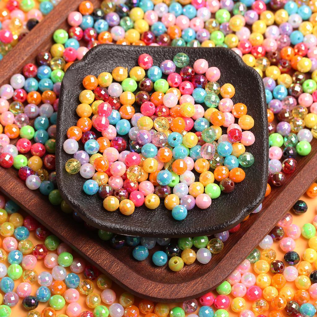 500g 4500Pcs 6mm Acrylic DIY Jewelry Accessories Creative AB Bright Color Multi-faceted Ball Beads About