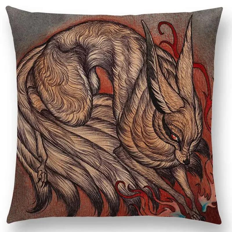 Dark Creatures Mysterious Mythical Beasts Sofa Pillow Case Cat Deer Bird Fox Tiger Snake Cushion Cover