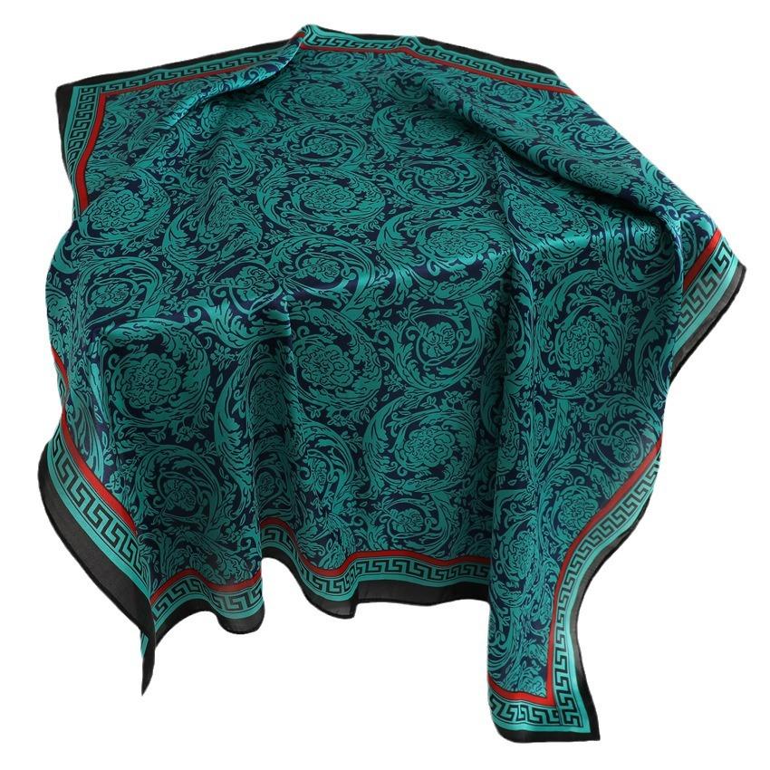 Luxury Temperament Rose Scarf, Spring and Autumn Women's Neck Protection, Scarf, Sunscreen Shawl, New Imitation Silk 71cm Square Scarf