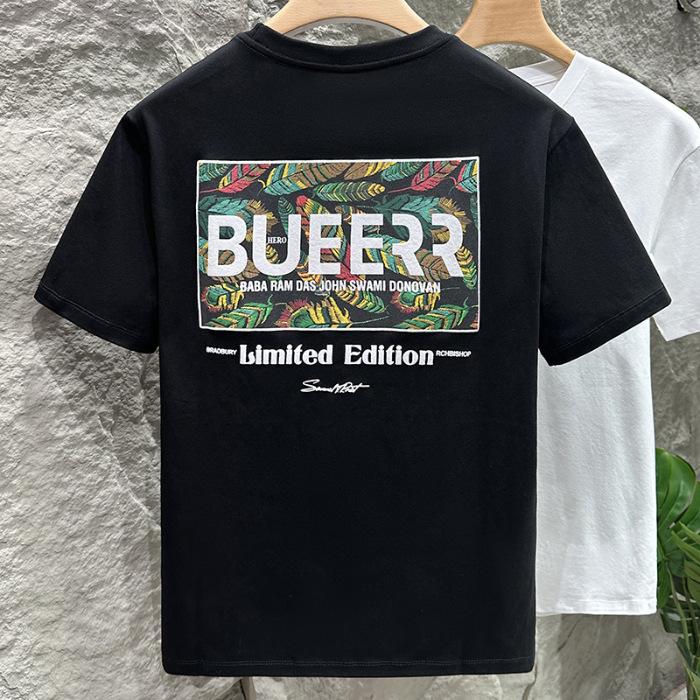 

Летняя мужская футболка с коротким рукавом и принтом, тонкая мужская футболка 5XL чёрный