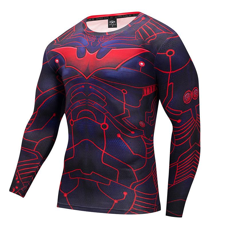 T-shirt de Compression Imprimé Spider-Man 3D Homme Marvel Manches Longues Séchage Rapide Hauts de Sport 2022