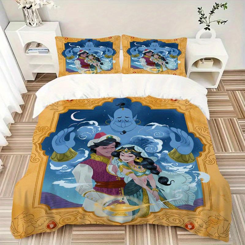 3pcs Aladdin and Princess Jasmine Print Cover Set Ultra Soft, Breathable, and Comfortable Bedding with Stylish Design for Bedroom and Guest Room