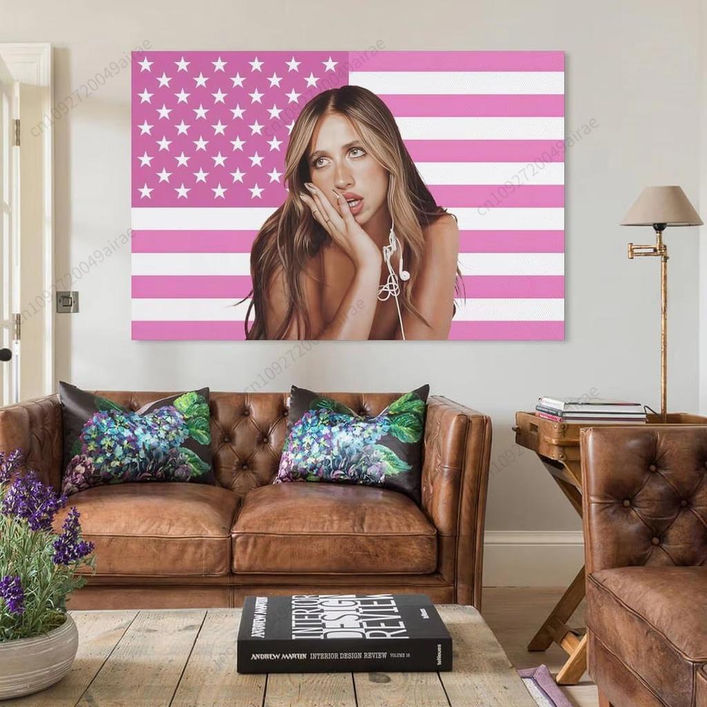 Tate McRae Pink American Flag Tapestry Wall Hanging Aesthetic Room Decor Hip Hop Tapestry Bedroom Home Garden Banner