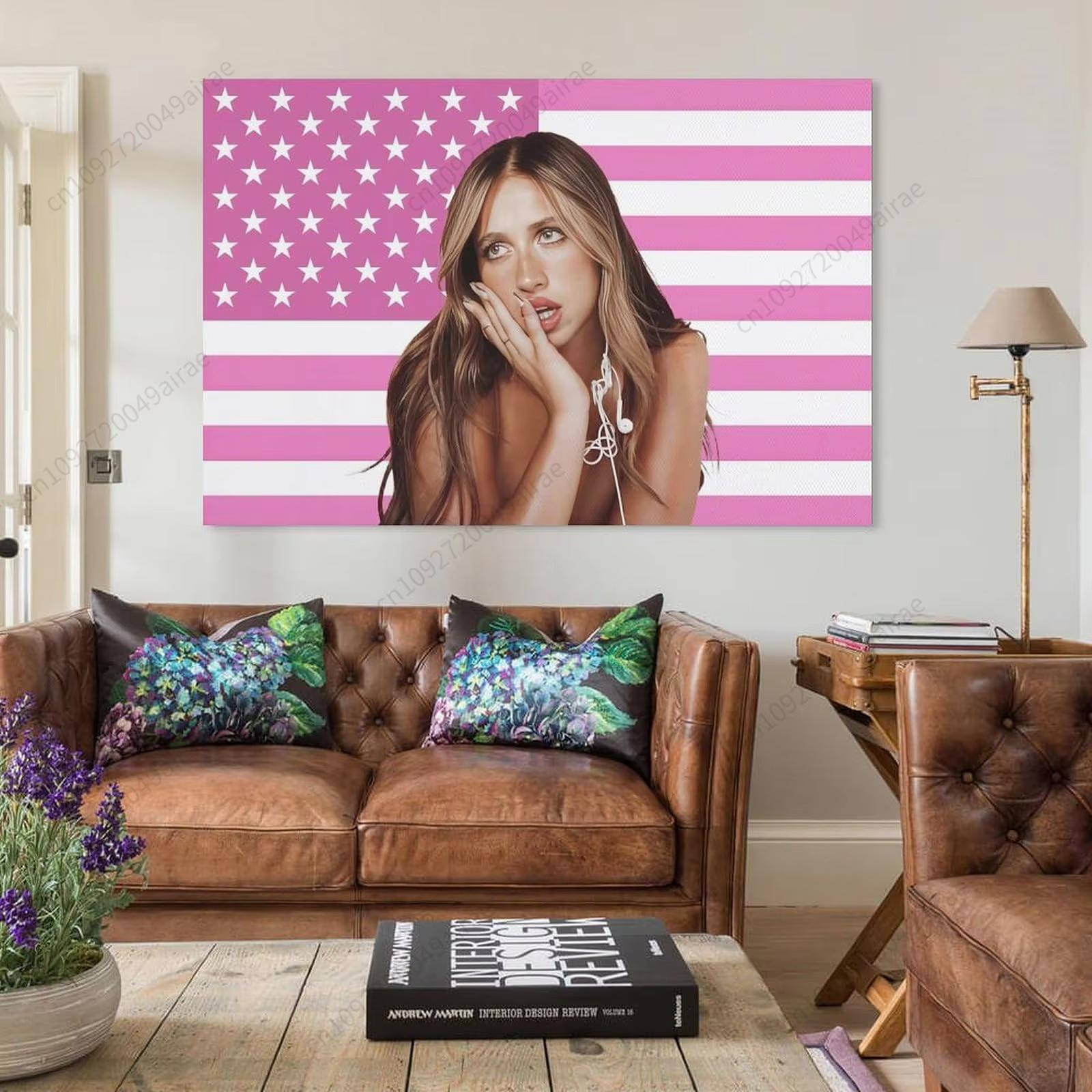 

Tate McRae Pink American Flag Tapestry Wall Hanging Aesthetic Room Decor Hip Hop Tapestry Bedroom Home Garden Banner 74x94cm(29x37in)
