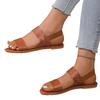 Large size flat sandals women's new round head open toe one-word buckle with beach women's sandals Sandals