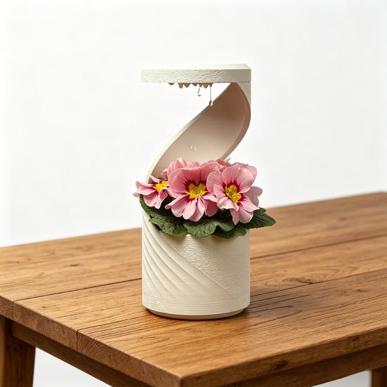 Cloud Watering Planter with Hidden Drainage Tray Self Watering Planter with Slow Drip Rain Effect Modern Desktop Flower Pot for Succulents Herbs Home