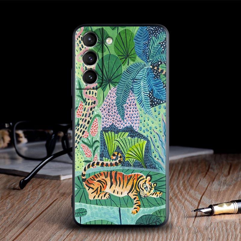 Original Jungle Animal Sloth Leopard Print Cases For Galaxy S24 Ultra Funda Samsung S21 S23 FE S20 S22 Ultra S10 Plus Soft Cover