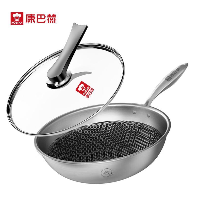 Kangbach 32cm 304 Stainless Steel Honeycomb Wok