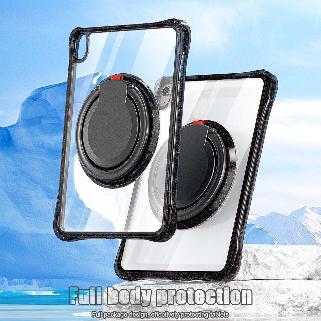 For iPad (2025)/10.9 (2022) Case Rotating Handle Grip TPU+PC Clear Tablet Cover