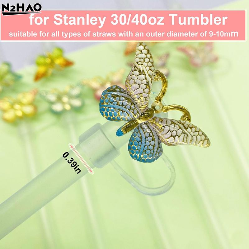 1*Reusable Straw Tips Lids Straw Covers Butterfly Straw Cap Spill Stopper For Water Cup Heat-resistant Dust Proof Straw Plug Cap