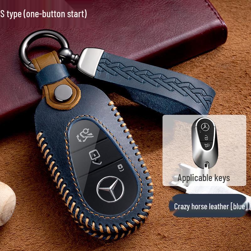 Genuine Leather Key Bag Set for Mercedes-Benz S-Class C200L, New C-Class, E-Class E300L, and GLK300