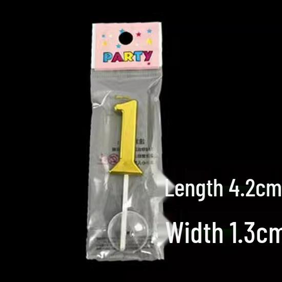 Gold Long Number Birthday Cake Candles - Boxed for Children's First Birthday