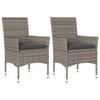 Garden Chairs with Cushions 2 pcs Grey Poly Rattan