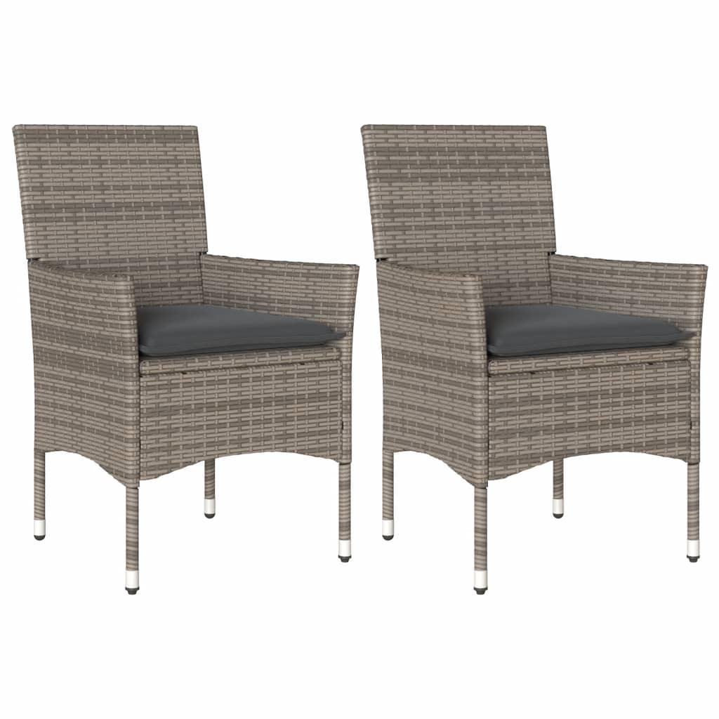 Garden Chairs with Cushions 2 pcs Grey Poly Rattan