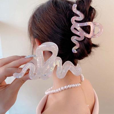 Fashion Jelly Color Acetate Wavy Hair Claw Clips For Women Korean Colorful Large Geometric Hair Claw Hair Accessories