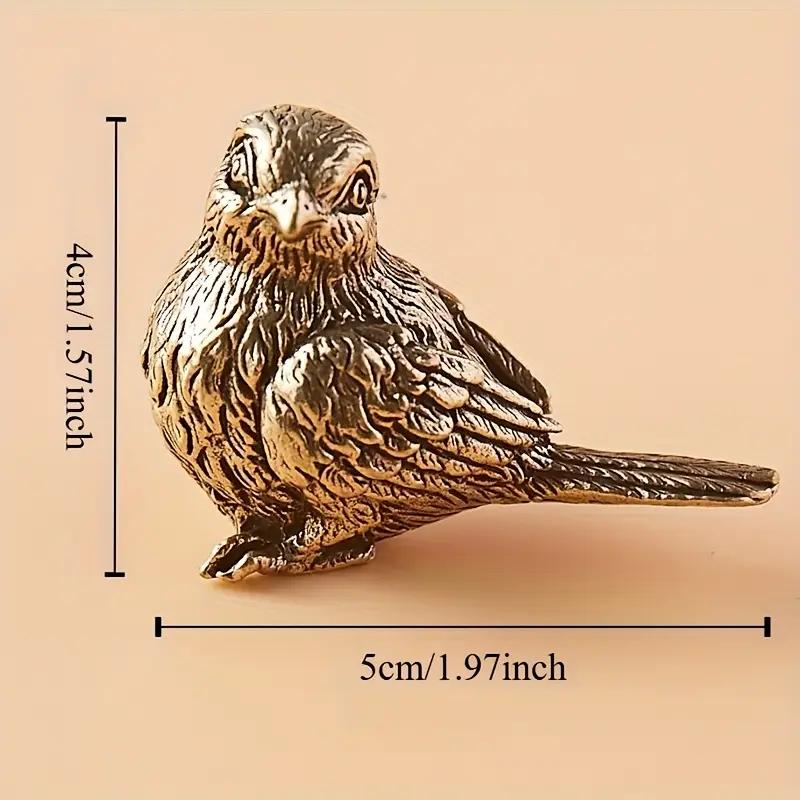 Antique Brass Sparrow Statue Bird Sculpture Solid Brass Bird Home Decor Collectible Mini Animal Figurine for Various Room Types