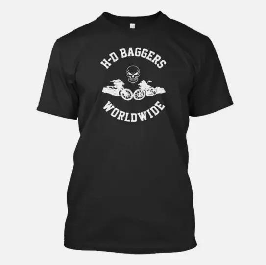

H D Baggers Worldwide Tee T-Shirt Made in the USA Size S to 5XL Unisex T-Shirt L