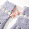 Korean Version of New Winter Touch Screen Knitted Warm Gloves for Women Cute Jacquard Three Dimensional Cat Plus Fleece Cartoon Five Finger