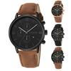 Men Quartz Watch Round Dial Precise Pointer Display Shockproof Scratch-resistant Calendar Faux Leather Strap Fashion Simple Male Business Quartz