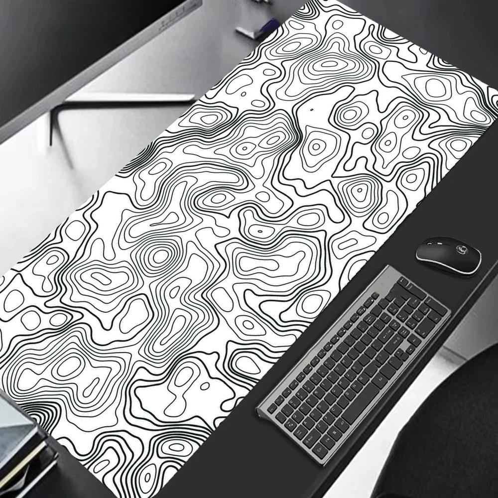 Xxl Desk Mat Black And White Strata Liquid Mousepad Large Abstract Mouse Pad Gaming Deskmat With Lockedge Office NonSlip Xaxc