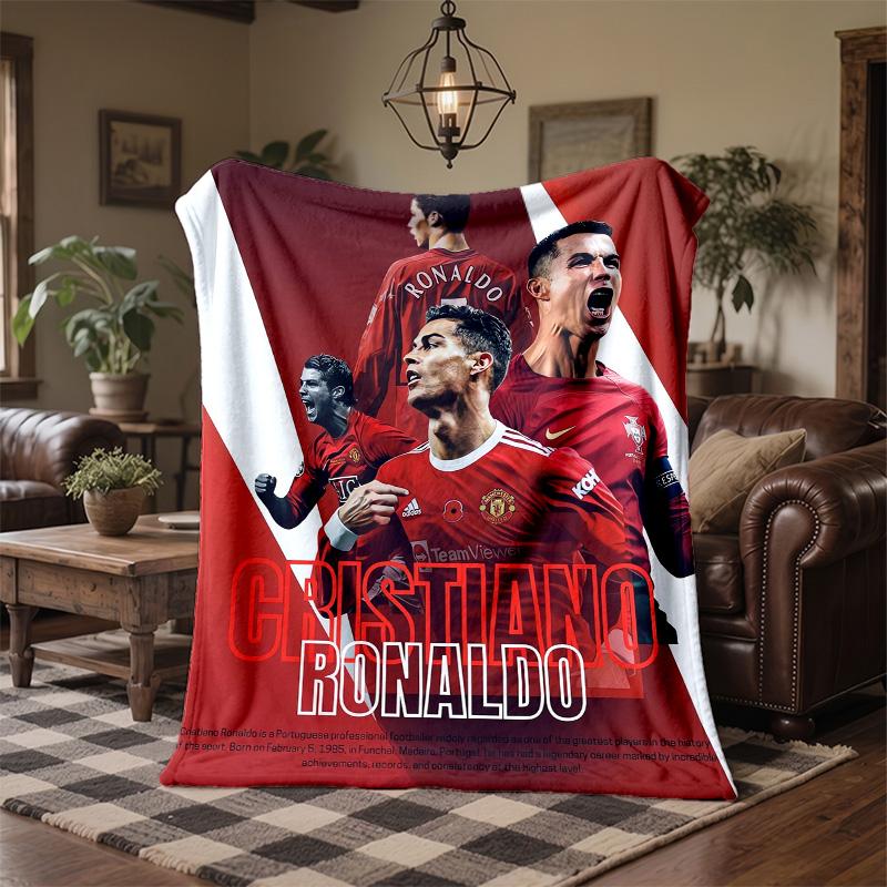 Cristiano Ronaldo Print Flannel Blanket Soft Warm Sofa Bed Throw Blanket For Home Office Bedroom