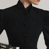 Damen Vintage Stehkragen Blazer Puffärmel Einreiher Schmale Kurze Jacke Elegante Büro Oberbekleidung Winter