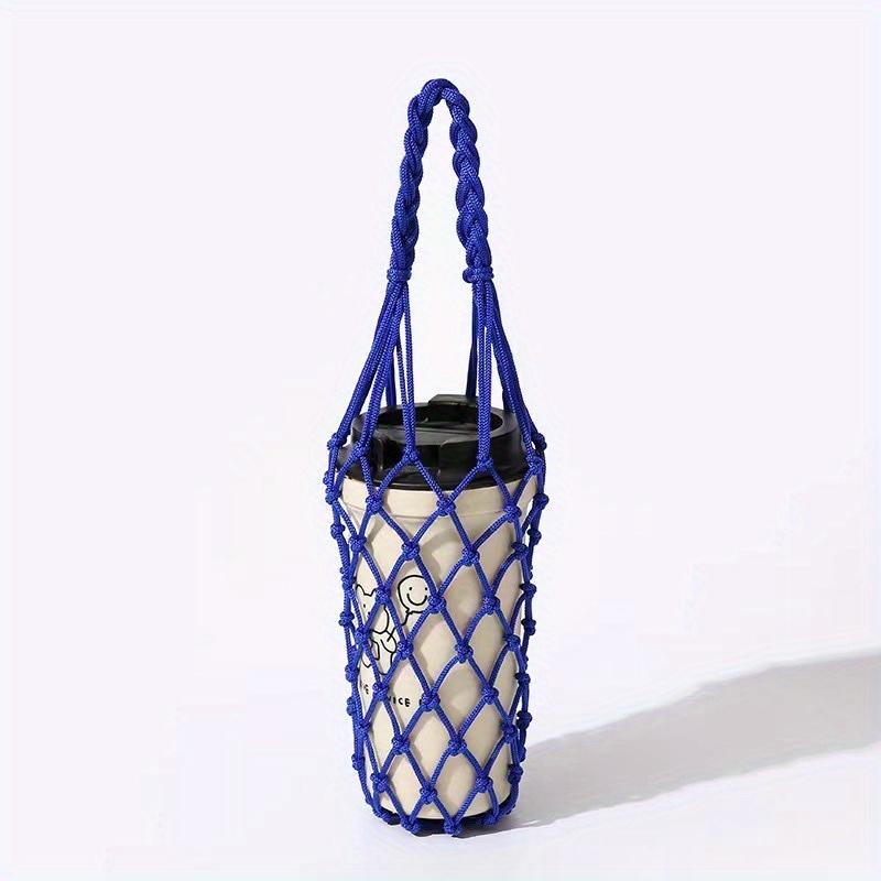 1pc Handmade Nylon Mesh Bag, Reusable Beverage Holder, Coffee Cup Holder, Portable Drink Carrier, Decorative Mesh Bag