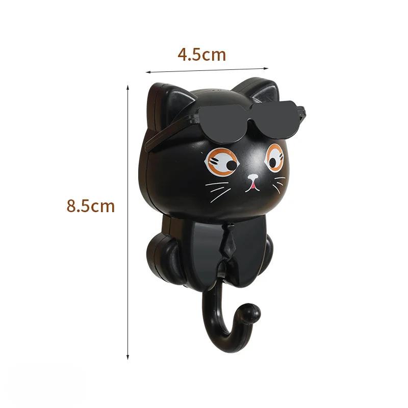 

Kitten Hook Cartoon Cats Gravity Induction Decorative Hook Storage Rack For Keys Umbrellas Towels Adhesive Hook чёрный