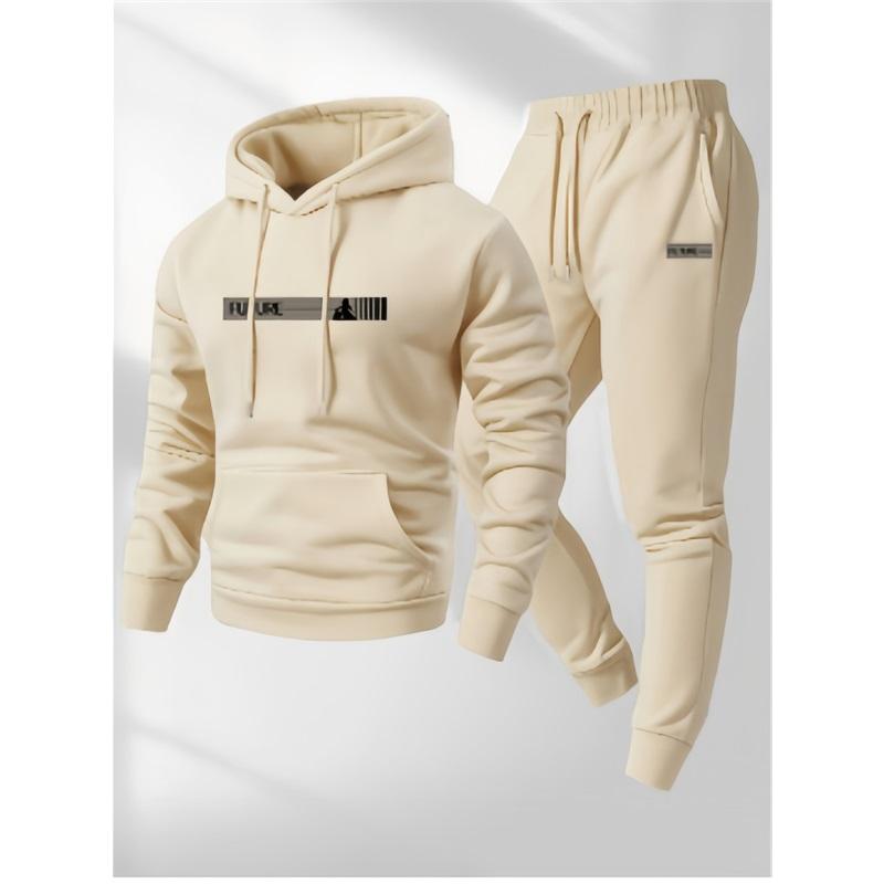 Men's Hoodie Sweatpants 2 Piece Set Casual Sportswear Tracksuit Winter Warm Pullover Joggers For Men