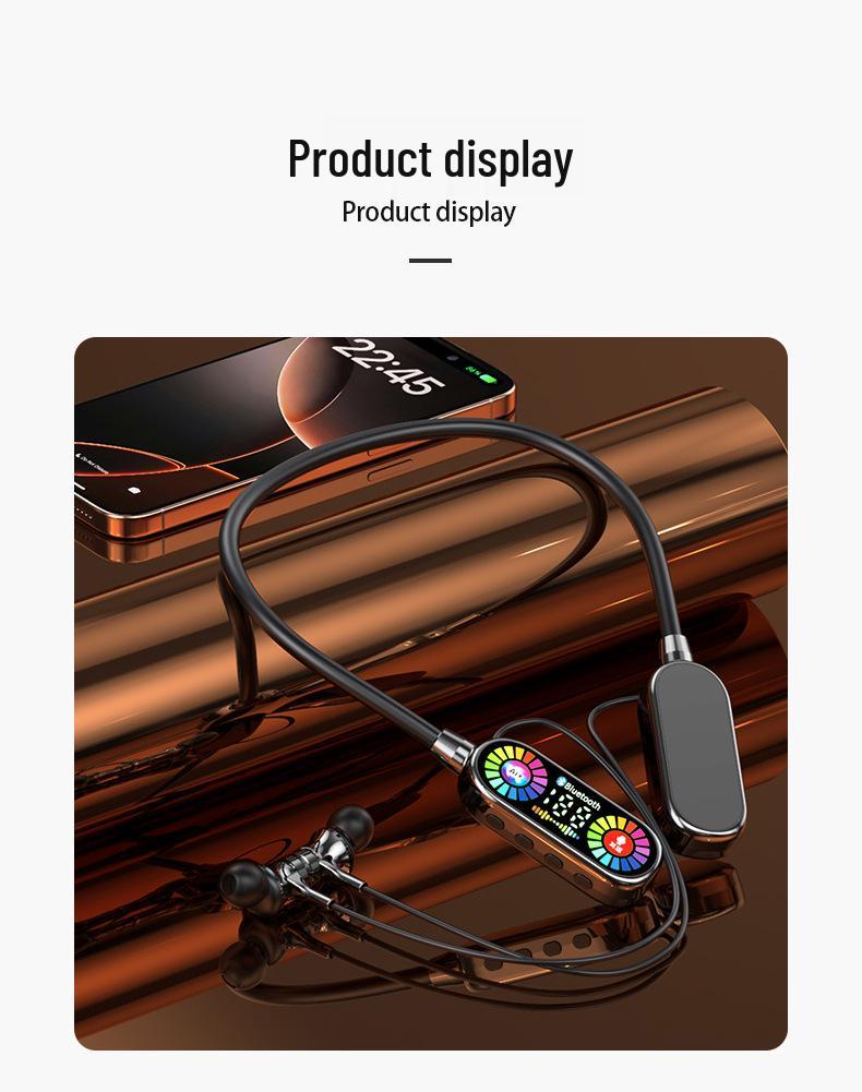 Long Battery Life Neck-Hanging Voice-Control Sports Bluetooth Headset with Song Recording and In-Ear Monitoring