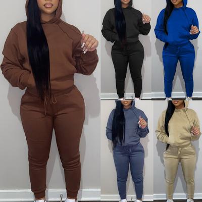 Damen und Winter Gepolstertes Kapuzen-Sweatshirt Zweiteiliger Freizeit-Sportanzug