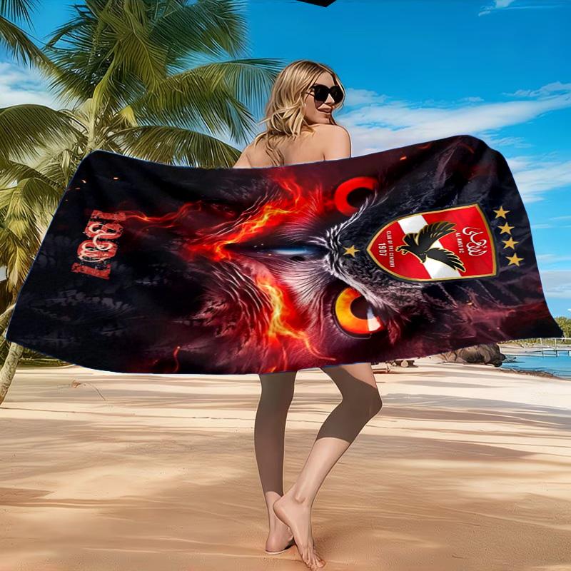Ahly Football club Printed Microfiber Beach Towel, Soft And Absorbent, Quick-Dry, Ideal for Summer Travel, Beach Essential, Swimming Pool