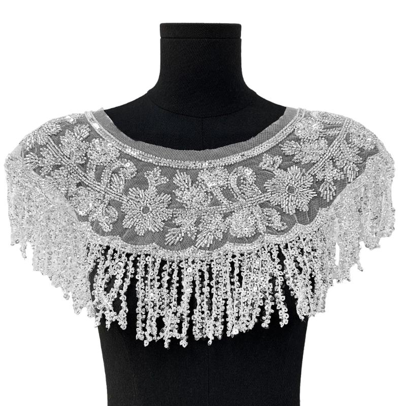 Glitter Fringe Detachable Collar Shawl Scarf For Women Elegant Party Accessory