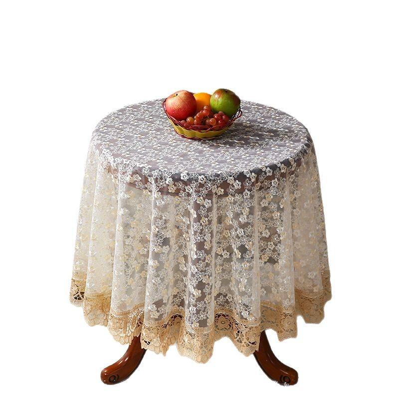Art Household Lace Europe Dining Table Cover Round Tablecloth Embroidered Home Table Mat Dust Cover Home Decoration Table Cloth