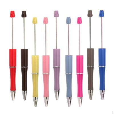 10Pcs Bead Ballpoint Pens Beadable Colorful School Writing Supplies Black Ink for Journaling