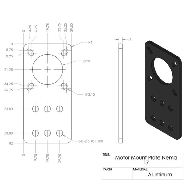 Strong NEMA17 Stepper Aluminum 3D Printer Fixed Bracket Motor Mount Plate