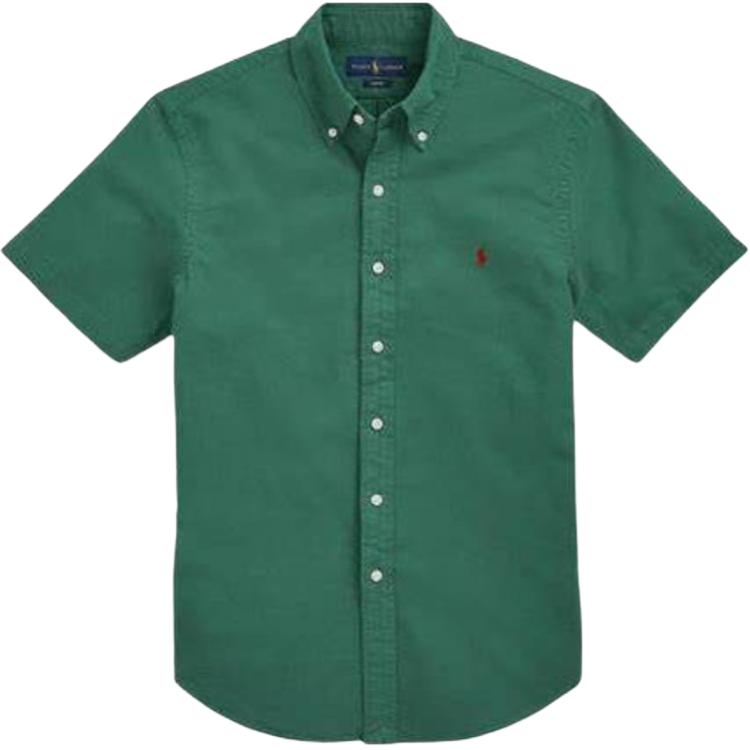 

Polo Ralph Lauren SS24 Рубашка из хлопка с вышивкой логотипа Pony и коротким рукавом для мужчин, зеленая 710755879-002 S